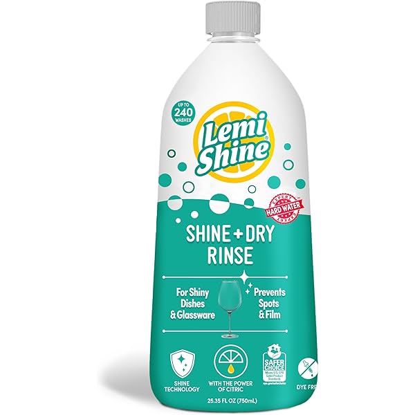 Lemi Shine Shine and Dry Natural Dishwasher Rinse Aid - Hard Water Stain Remover - 25.35 fl oz