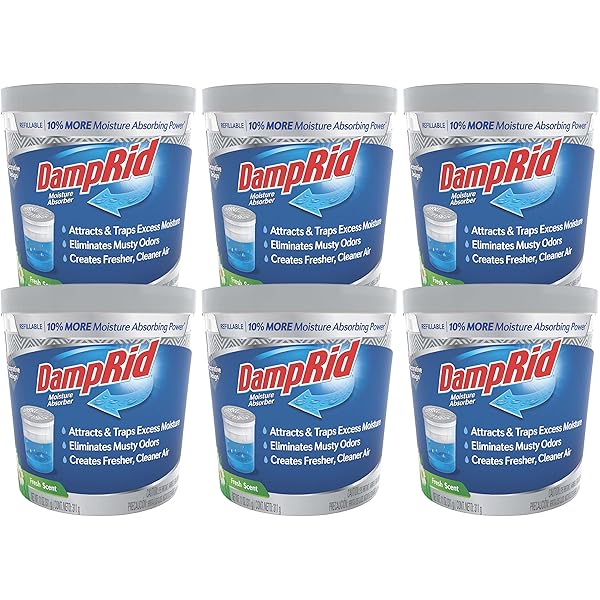 DampRid Refillable Moisture Absorber, 11 oz., 6-Pack – Fresh Scent Moisture Absorbers, 10% More Absorbing Power*, Eliminates Musty Odors for Fresher, Cleaner Air