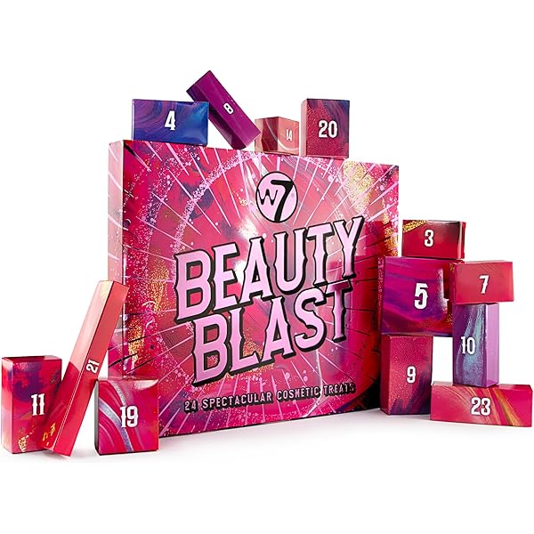 W7 Beauty Blast - Makeup Advent Calendar 2025 - Beauty & Cosmetic Calendar - Individually Boxed Makeup & Cosmetic Surprises For the 24 Days to Christmas - Cruelty Free Gifting