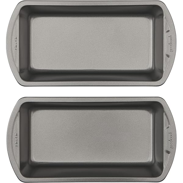 GoodCook Nonstick Loaf Pan 8 x 4-Inch Heavy-Duty Steel Bakeware with Easy-Clean Non-Stick Coating, Oven & Dishwasher Safe Pan for Meatloaf Breads Lasagnas Casseroles & More, Set of 2, Gray