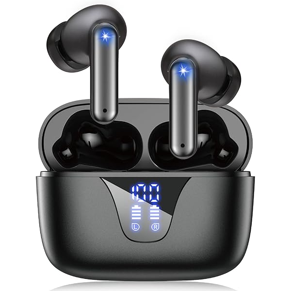 ZIUTY Wireless Earbuds Bluetooth Headphones, 50H Playtime Ear Buds with Mic, LED Digital Display Charging Case, IPX7 Waterproof, Deep Bass Stereo, in-Ear Earphone for iPhone Andriod Phone