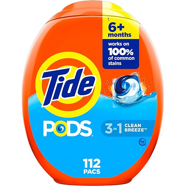 Tide PODS Laundry Detergent Soap Pacs, Powerful 3-in-1 Clean, Clean Breeze, HE Compatible, 112 ct, Tide PODS Laundry Detergent, Laundry Pacs