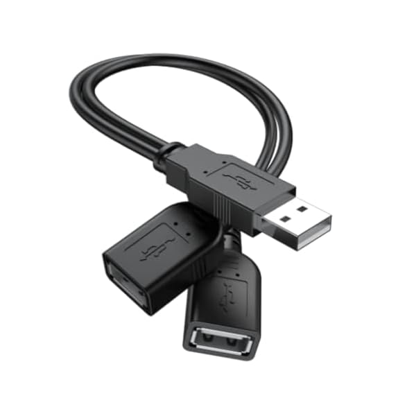 【2025 Upgraded】 USB 2.0 A Male to 2 Dual USB Female Jack Y Splitter Hub Power Cord Extension Adapter Cable(Not Supporting CarPlay and Android Auto)