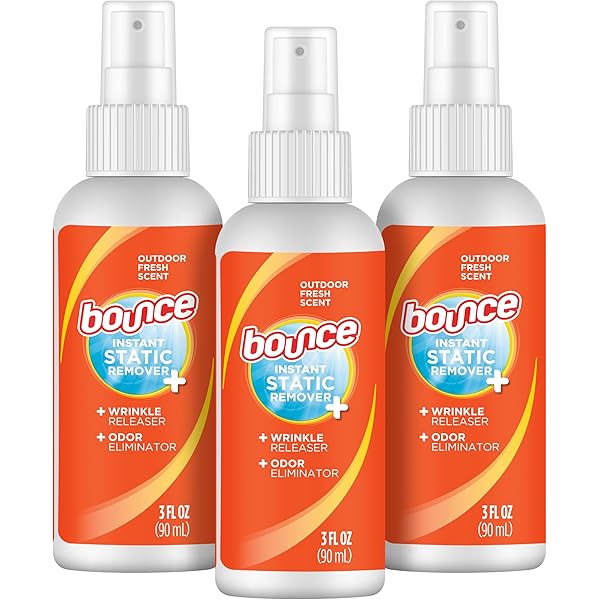 Bounce Anti Static Spray, 3 in 1 Instant Anti Static Spray & Instant Wrinkle Release, Odor Eliminator & Fabric Refresher, Travel Size (3 Oz,Pack of 3)