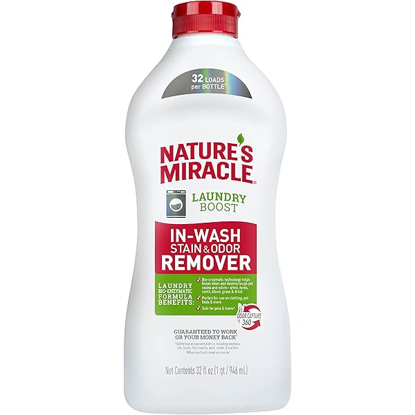 Nature’s Miracle Laundry Boost In-Wash Stain and Odor Remover, 32 Ounces, Laundry Stain and Odor Removing Additive For All Machines