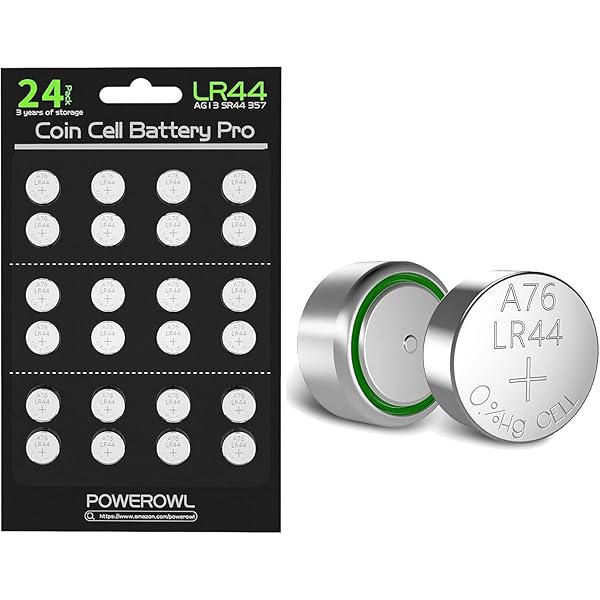 POWEROWL LR44 Batteries 24 Count, High Capacity AG13 357 303 SR44 L1154F A76 Premium Alkaline Battery 1.5V Button Coin Cell Batteries