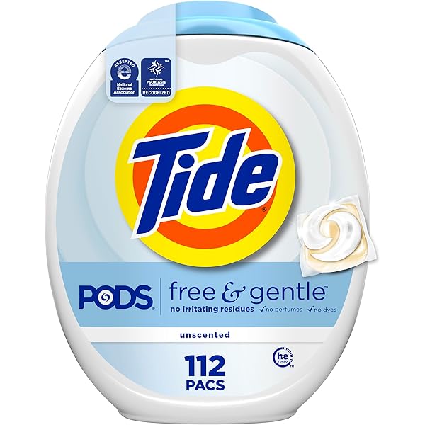 Tide PODS Free & Gentle Laundry Detergent Soap Pacs, 112 Count, Tide PODS Laundry Detergent