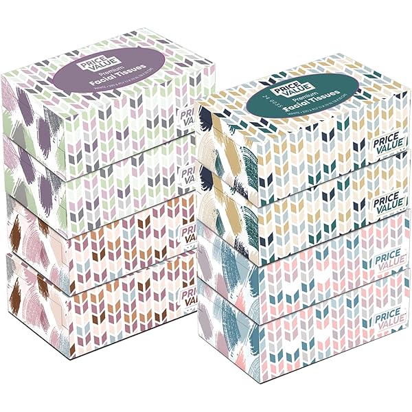 Facial Tissues boxes 230 Sheets Per Box 8 Boxes. Premium Soft Gentle and Durable in A Stylish Box - 1,840 Sheets