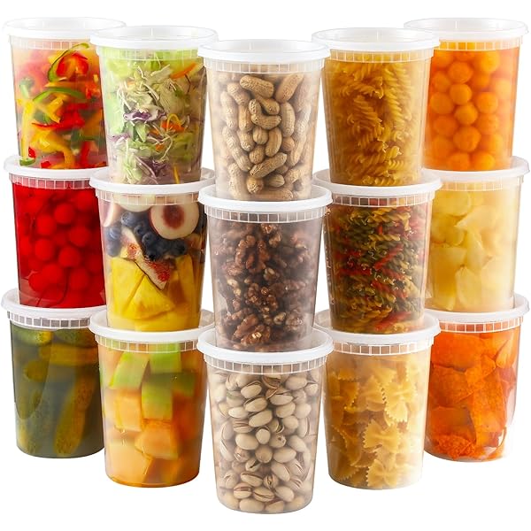 AOZITA 20 Sets 32 oz Plastic Deli Food Containers With Lids, Airtight Food Storage Containers, Freezer/Dishwasher/Microwave Safe, Soup Containers For Takeout Meal Prep Storage