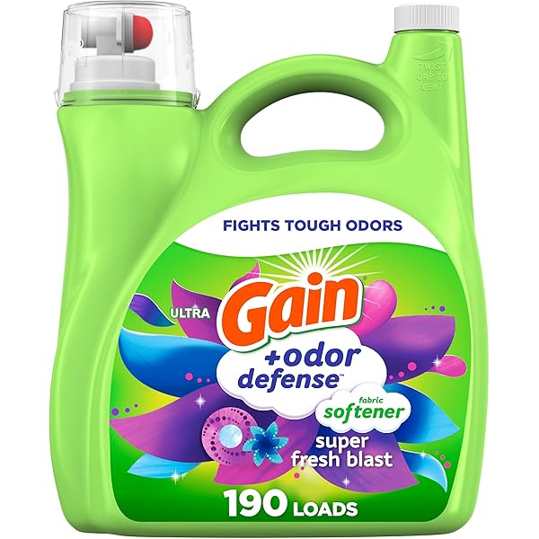 Gain Odor Defense Liquid Fabric Softener, Super Fresh Blast scent, 140 FL OZ, 190 loads, 2 in 1 Freshness plus Odor Protection