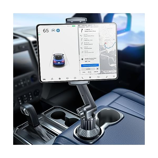 eSamcore Tablet Holder for Car, for iPad Cup Holder Car Mount with 1.57" Depth Large Clamp 15" Height Adjustable Tab Mount Holder for 6"-12.9" Cell Phone iPhone iPad Stand Travel Accessories