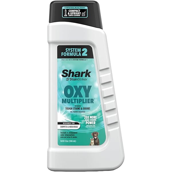 Shark StainStriker OXY Multiplier Formula for All Shark Portable & Upright Carpet Cleaners, Formulated for All Carpets, Upholstery & Area Rugs, Instantly Eliminates Odors, 32oz, EXOX32