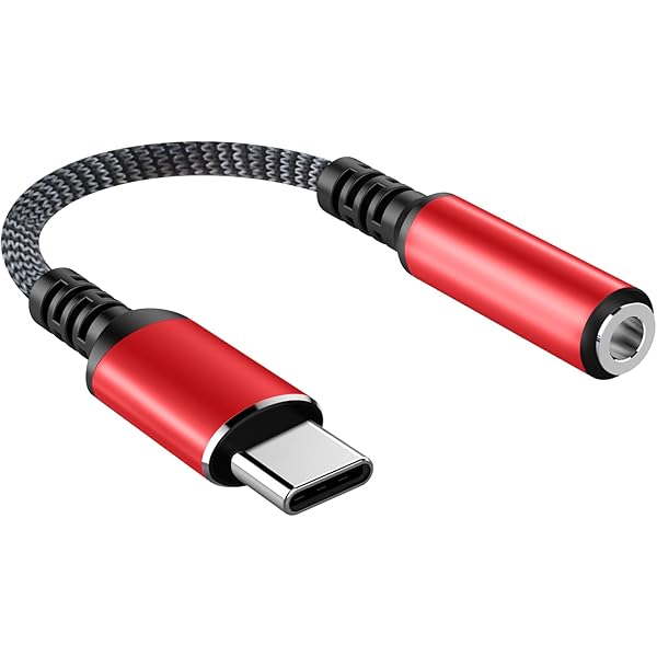 USB C to 3.5mm Headphone Jack Adapter for iPhone 16 Pro Max/ 15 Pro/ 15, USB C to Aux Audio Dongle Cable Cord Compatible with iPad Pro/Galaxy S24 S23 Ultra/Pixel 9 - Red
