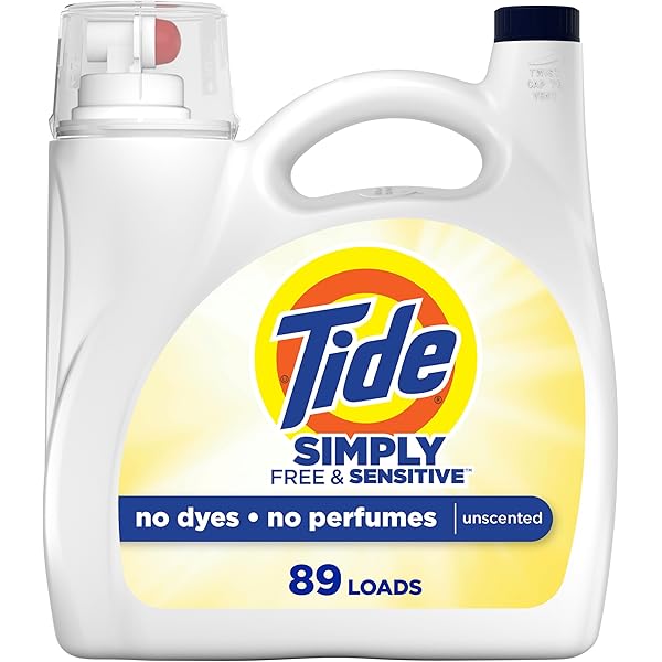 Tide Simply Liquid Laundry Detergent, Free & Sensitive Scent, 89 Loads, 117 fl oz