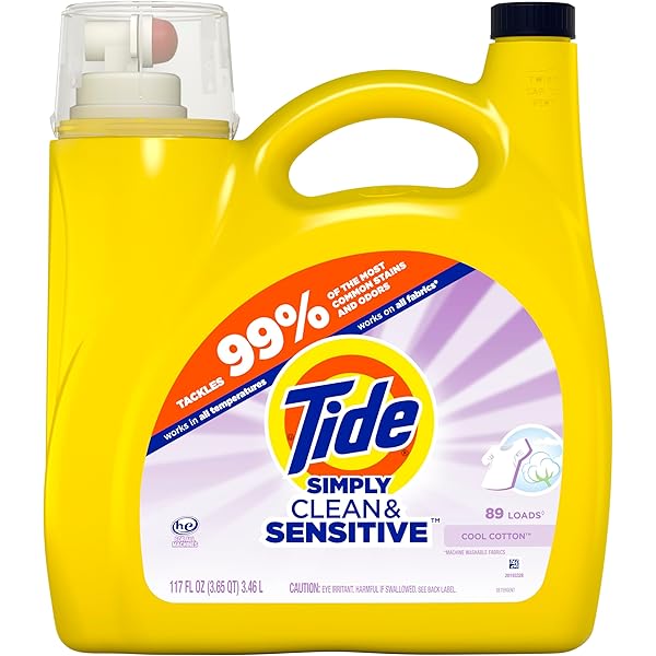 Tide Simply Clean & Sensitive Liquid Laundry Detergent, Cool Cotton Scent, 89 Loads, 117 fl oz