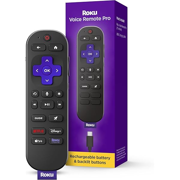 Roku Voice Remote Pro (2nd Ed.) | Rechargeable TV Remote Control with Hands-free Voice Controls, Backlit Buttons, & Lost Remote Finder - Replacement Remote Compatible with All Roku TV, Players & Audio
