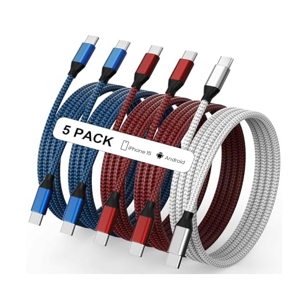 USB C to USB C Cable Nylon Braided 60W 3/3/6/6/10 FT USB Type C Fast Charging Cable for iPhone 17/17 Pro Max/Air/16/16 Plus/16 Pro Max/15/15 Plus/15 Pro Max, MacBook, iPad, Samsung S25/S24/23