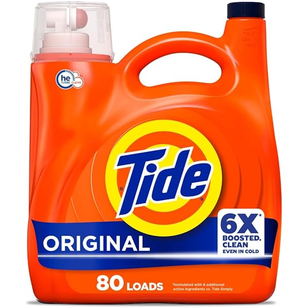 Tide Laundry Detergent Liquid, Original Scent, 80 Loads, 105 FL OZ, Works on 100% of Common Stains, Laundry Soap, Liquid Laundry Detergent