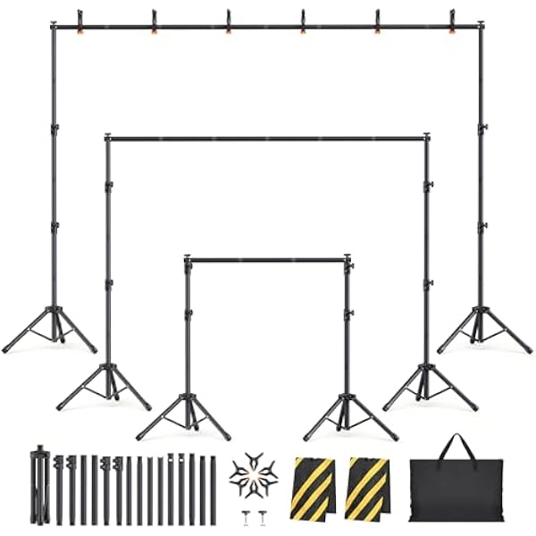 Backdrop Stand Kit - 6 Widths, 10x7.5ft Adjustable Background Stand for Parties & Studio Photography