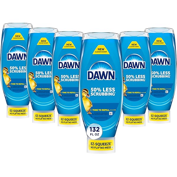 Dawn Ultra EZ-Squeeze Dish Soap Liquid, Dishwashing Liquid, Grease Removal, Upside Down Bottle, Original, 6x22 Fl Oz Bundle