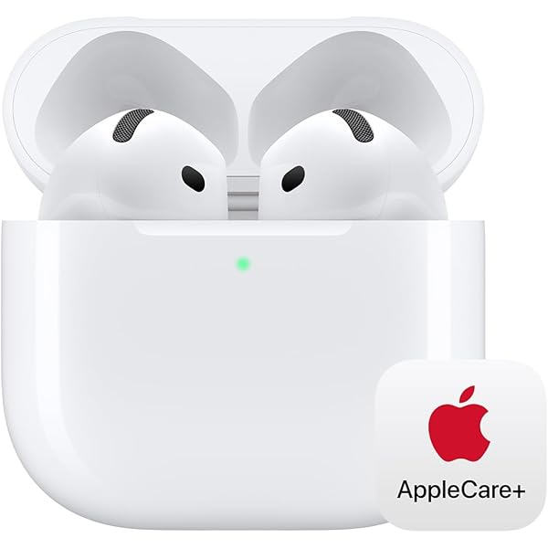 Apple AirPods 4 Wireless Earbuds, Bluetooth Headphones, Personalized Spatial Audio, Sweat and Water Resistant, USB-C Charging Case, H2 Chip, Up to 30 Hours of Battery Life with AppleCare+ (2 Years)