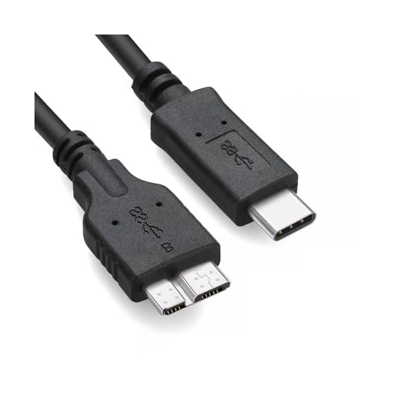 3FT External Hard Drive Cord to USB C for Western Digital WD My Passport, Seagate, Toshiba Canvio, LaCie, etc, Compatible with iPhone 15, PC, Mac, Samsung, LG, Moto, Pixel & Other USB-C Devices