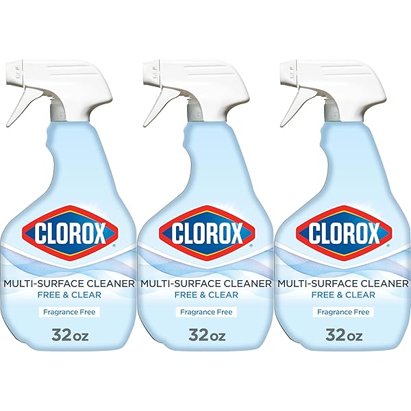 CLOROX Free & Clear Multi Surface Cleaner, Spray Bottle, Fragrance Free, 32 Fluid Ounces, Pack of 3