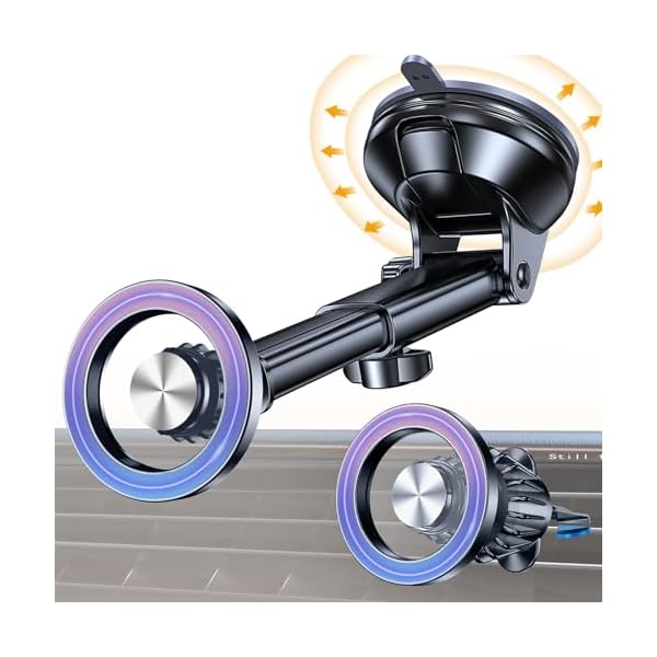 Coolpow for MagSafe Car Mount【Windshield+Vent+Dash】Magnetic Phone Holder for Car Phone Holder Mount Cell Phone Holders for Your Car Accessories Suction Cup Stand for Garmin GPS for iPhone 17 16 15 14