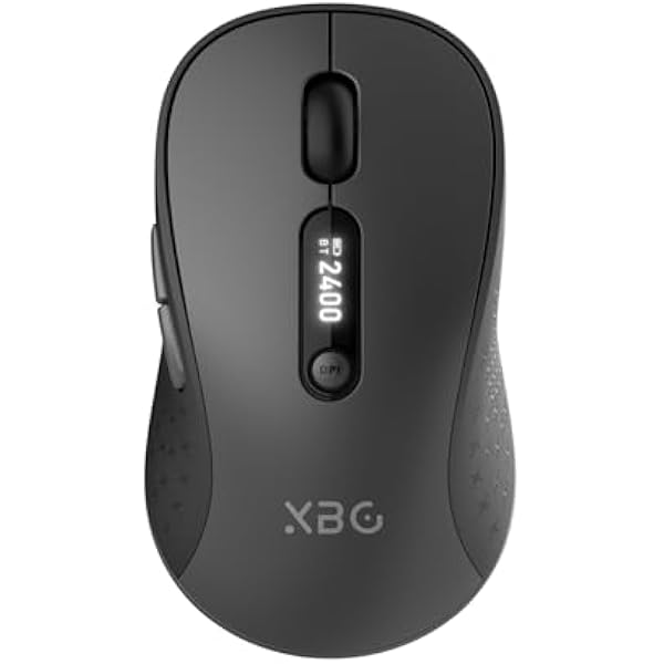 XBG B15pro Wireless Bluetooth Mouse, Bluetooth 5.0/4.0 & 2.4G Tri-Mode, Type-C Rechargeable with LED Screen Display, Ergonomic Silent Click for Laptop/PC/Tablet, Multi-Device & Office Use