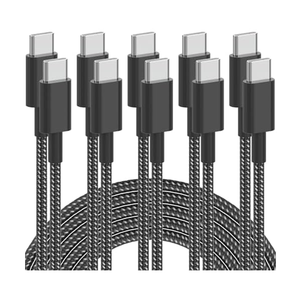 USB C Cable, 5Pack 6FT USB C to USB C Cable 60W(3A) Nylon Braided Type C Fast Charging Cord for iPhone 17 Air 16 15 Plus Pro Max, MacBook Pro, iPad Pro Air, Samsung S24/S24 Ultra/S23