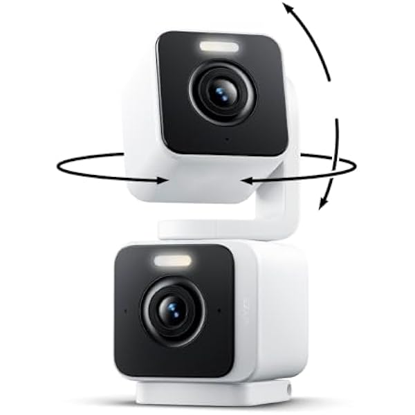 WYZE Duo Cam Pan Indoor/Outdoor IP65 2K 360° Pan/Tilt Smart Home Security Camera with Color Night Vision, Compatible with Alexa & Google Assistant, White