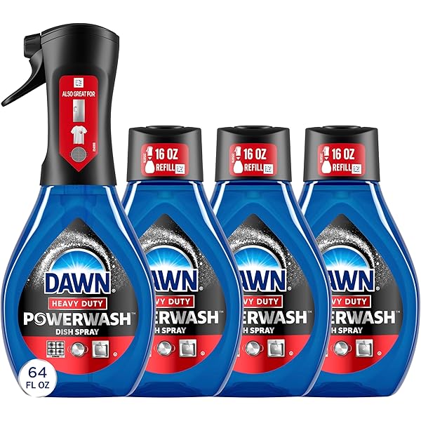 Dawn Powerwash Heavy Duty Dish Spray All-Purpose Cleaner and Degreaser, 64oz, 1 Starter Kit + 3 Refill