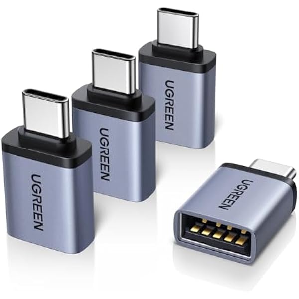 UGREEN USB C to USB Adapter 4 Pack, 10Gbps USBC Male to USB 3.2 Female Adapter, Type C USB C Adapter for MacBook Pro,iMac,iPhone 17 16 15 Pro Max,iPad Pro, Thunderbolt 4, Samsung,Space Gray