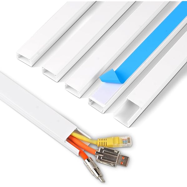 Cord Hider, 85.2in TV Cable Hider, Cord Covers for Wires on Wall, Wire Covers for Cords on Wall, Self-Adhesive Wire Hider for TV on Wall Cable Management, 6 x L14.2 x W0.94x H0.55in - White