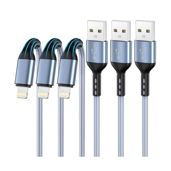 iPhone Charger 3pack 10FT Apple MFi Certified Nylon Braided Lightning Cable Fast Charging Long USB Charging Cable High Speed Transfer Cord for iPhone 14 13/12/11 Pro Max/XS MAX/XR/XS/X/8/7/Plus/6S