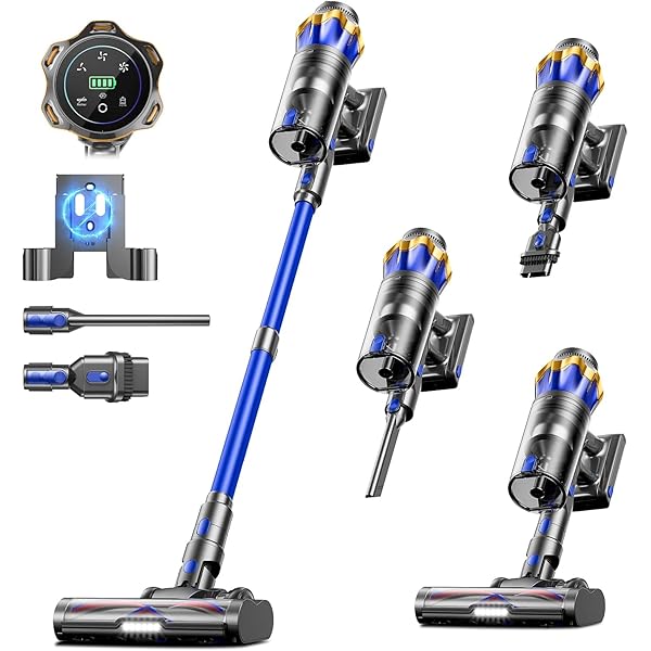 Cordless Vacuum Cleaner, Upgraded 600W 50KPA 70Mins Cordless Stick Vacuum Cleaner with Self-Standing and Touch Screen, Anti-tangle Wireless Vacumm, Vacuum Cleaners for Home/Pet Hair/Carpets/Floors