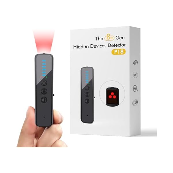 Upgraded Hidden Camera Detector - AI-Powered Anti-Spy Device, GPS Tracker & Bug Detector, Portable RF Signal Scanner for Hotels, Travel, Home & Office (Black)