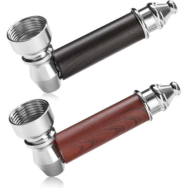 2PCS Tobacco Pipe Set – Wooden Classic Texture Smoking Pipes in Red and Black with Smooth Handle Finish – Includes Pouch for Everyday Use and Gifting