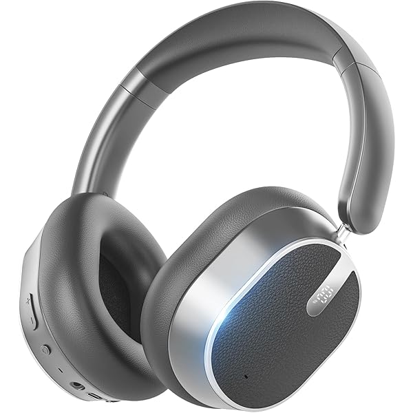 Hybrid Active Noise Cancelling Bluetooth Headphones, Over Ear Wireless Headphones with 60H Playtime, Hi-Res Audio, Deep Bass, Memory Foam Ear Cups for Home Office Travel