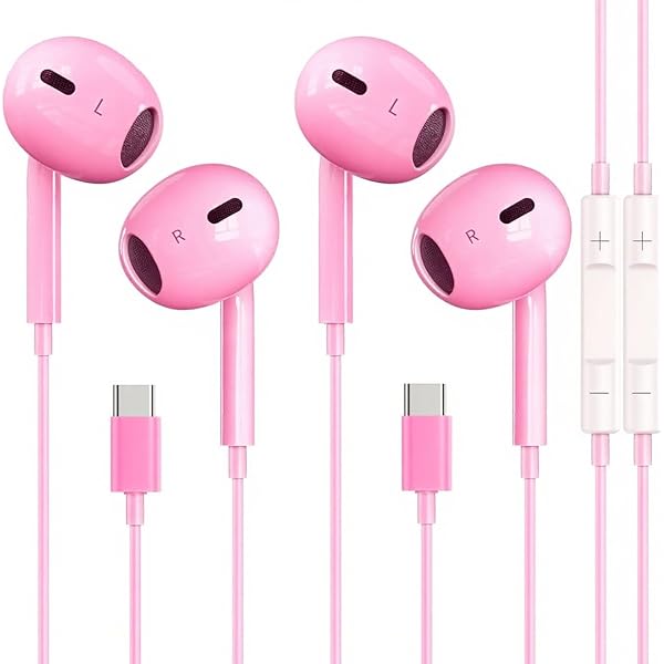 2 Pack-USB C Headphones for iPhone 17/16/15, Type C Earbuds Wired Earbuds with Microphone & Remote Control Noise Cancelling Earphones, Compatible with iPhone 17/16/15 Pro Max, iPad, Most USB C Jack