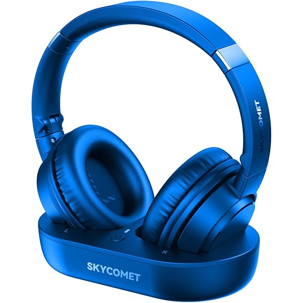 Wireless Headphones for TV, TV Headphones Wireless for Seniors with Transmitter Charging Base, Perfect Audio Sync, Ideal Gift for The Mom, Seniors(Blue)