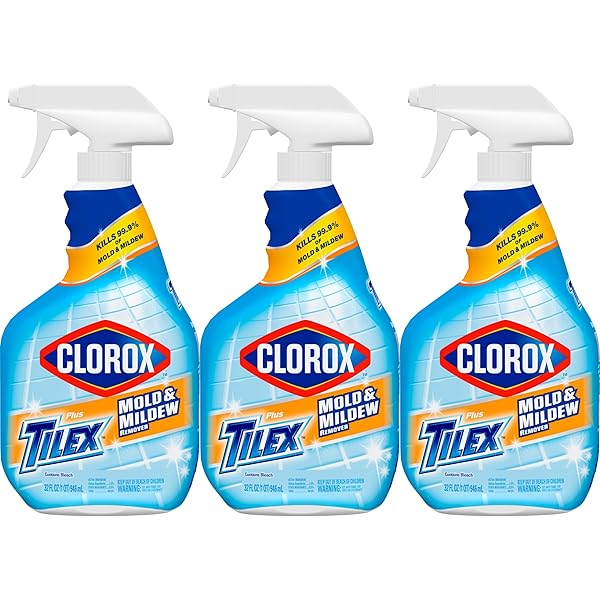 Clorox Plus Tilex Mold and Mildew Remover with Bleach, Spray Bottle, 32 Fluid Ounces, Pack of 3