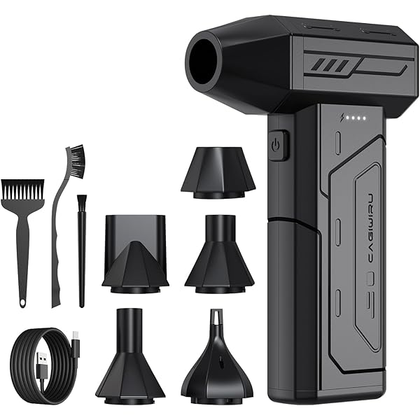 Compressed Air Duster,130000RPM Super Power Cordless Air Duster,Rechargeable Brushless Blower,3 Gear Adjustable Mini Blower with LED Light,Dust Remover for Computer/House/Outdoor/Car