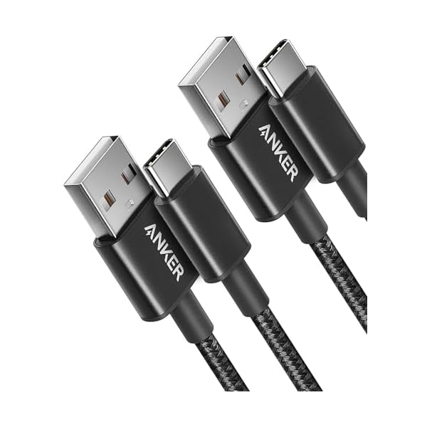 Anker Cable [2 Pack, 3FT], USB A to USB C Cable for iPhone 17 Series,Samsung Galaxy S10 S10+, LG V30, Beats Fit Pro and More (Black)