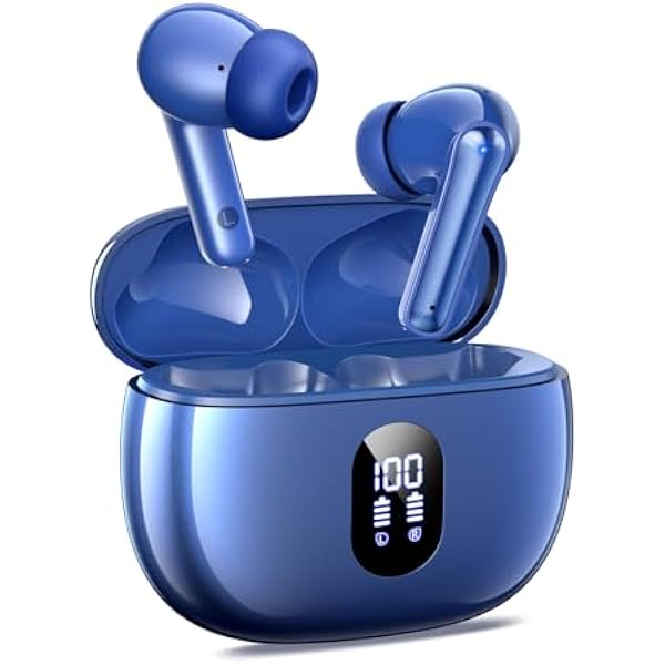 Wireless Earbuds Bluetooth 5.3 Ear Buds, Hi-Fi Stereo Bass Ear Buds with 48H Playtime & LED Display, Lightweight in-Ear Headphones with Mic, IPX7 Waterproof, Touch Control for iPhone & Android