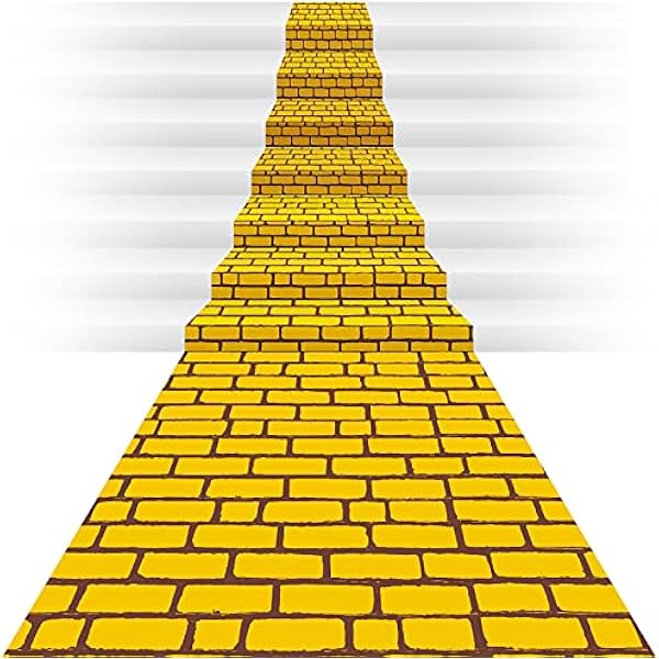 Chuangdi 1 Piece 4.5 x 9 Feet Halloween Yellow Brick Costume Wizard Backdrop Princess Decorations Decal Photo Wall Backdrop Brick Wallpaper