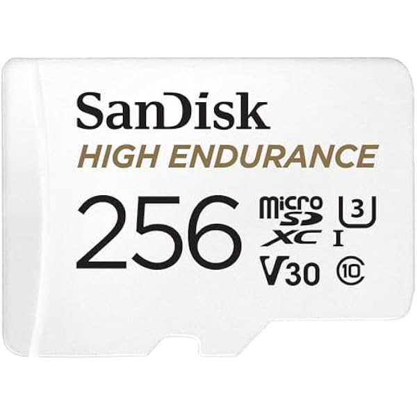 SanDisk 256GB High Endurance Video microSDXC Card with Adapter for Dash Cam and Home Monitoring systems - C10, U3, V30, 4K UHD, Micro SD Card - SDSQQNR-256G-GN6IA