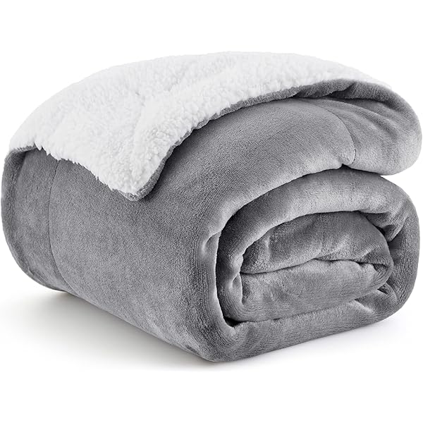 Bedsure GentleSoft Sherpa Fleece Throw Blanket for Couch - Thick and Warm Christmas Blanket for Winter, Soft Fuzzy Plush Throw Gift for Women and Men, Grey, 50x60 Inches