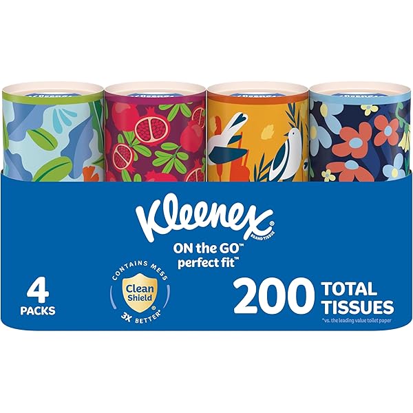 Kleenex Perfect Fit Facial Tissues, 4 Cannisters, 50 Tissues per Can, 2-Ply (200 Total), Packaging May Vary