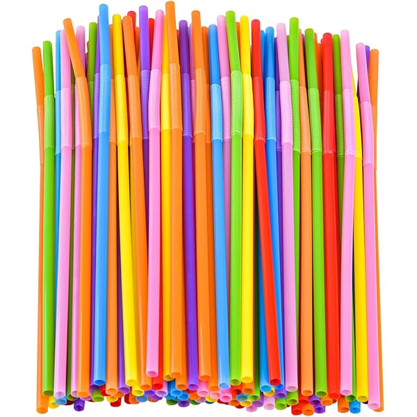 100PCS Flexible Plastic Straws, Colorful Disposable Bendy Party Fancy Straws12.8inch Extra Long Straws Party Decorations